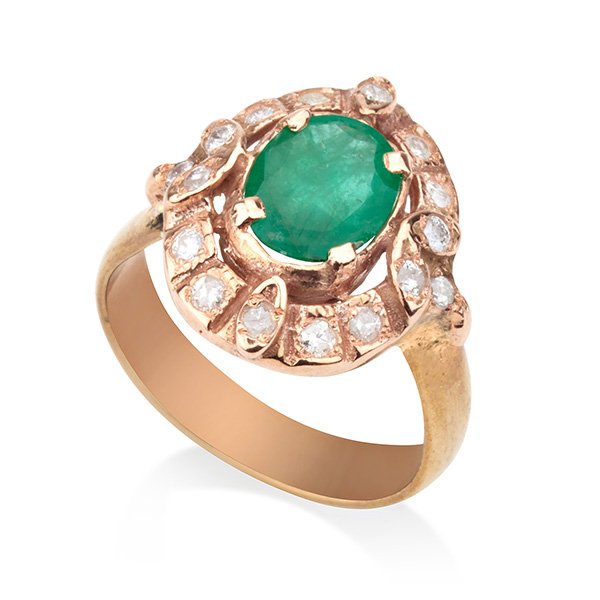 Rose Gold Emerald Ring