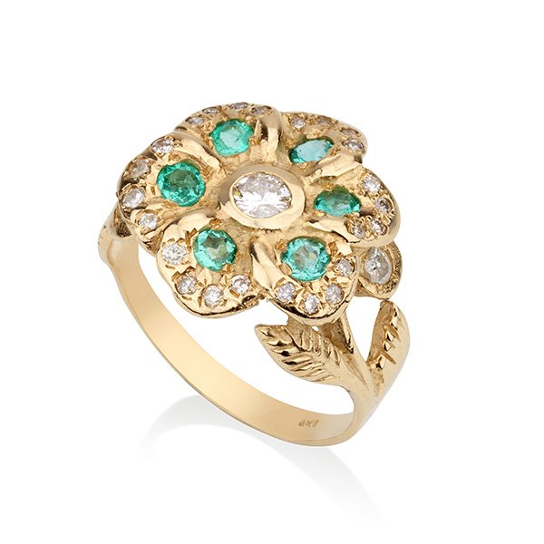 Emerald leaf ring
