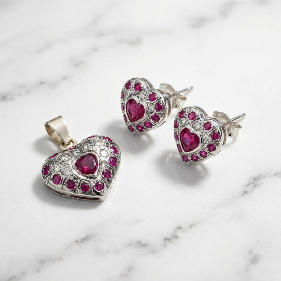 Ruby and Diamond Heart Pendant