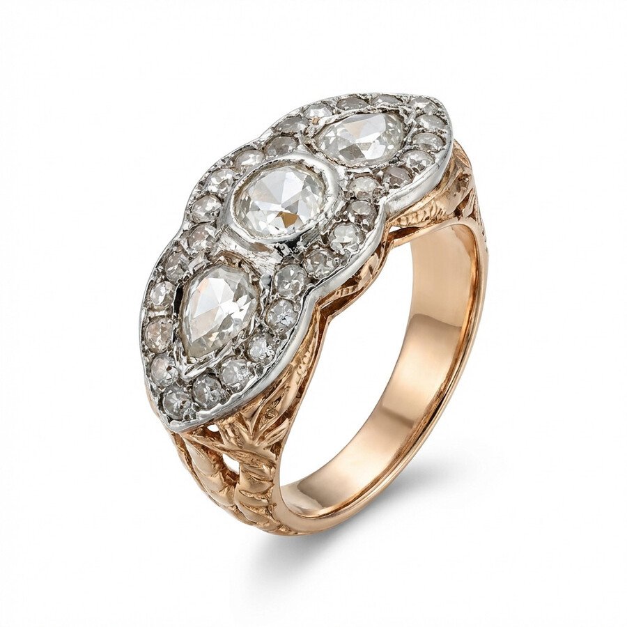 Rose cut polished ring