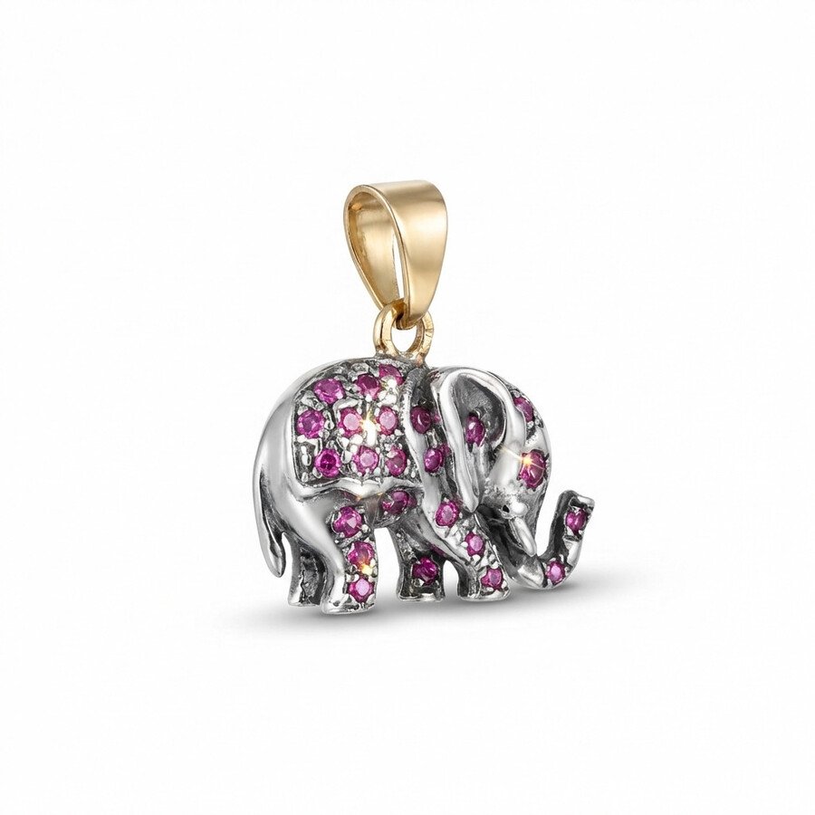 Ruby and Diamond Elephant Pendant