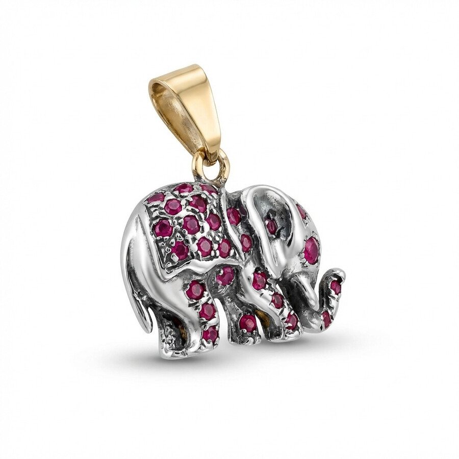 Ruby and Diamond Elephant Pendant - Image 2