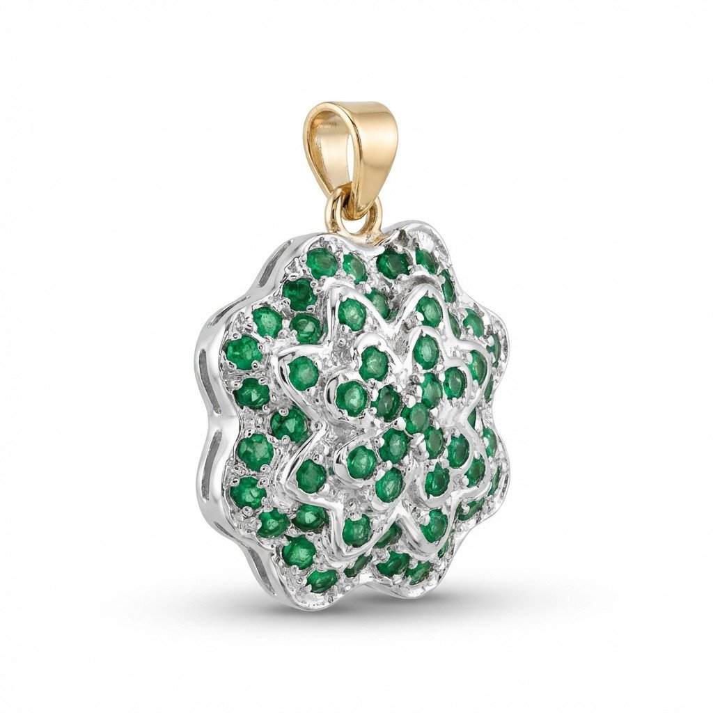 Emerald inlay pendant